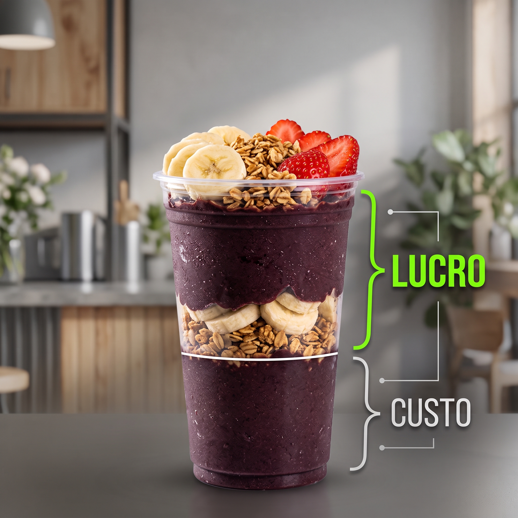Como calcular a margem de lucro do açaí no copo